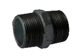 Hex Nipple Black Malleable Fitting